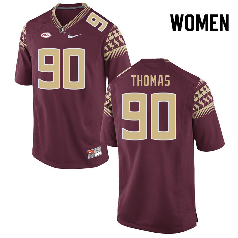 Women #90 Bishop Thomas Florida State Seminoles College Football Jerseys Stitched-Garnet